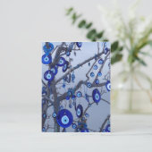 Evil Eye Tree, Blue Nazar Amulet Charme Accessoire Postkarte (Stehend Vorderseite)