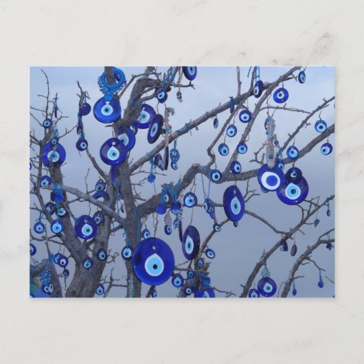 Evil Eye Tree, Blue Nazar Amulet Charme Accessoire Postkarte (Vorderseite)