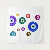 Evil Eye White Background Wandteppich (Vorderseite (Horizontal))