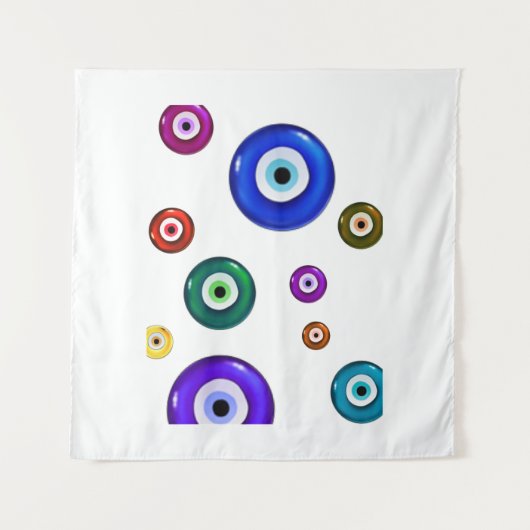 Evil Eye White Background Wandteppich (Vorderseite)