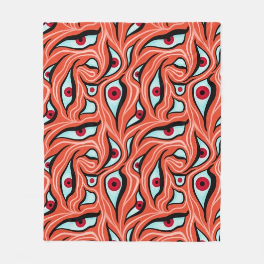 Evil Eyes Pattern - Abstrakte rote Augen auf Orang Fleecedecke (Vorderseite)