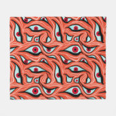 Evil Eyes Pattern - Abstrakte rote Augen auf Orang Fleecedecke (Vorderseite (Horizontal))