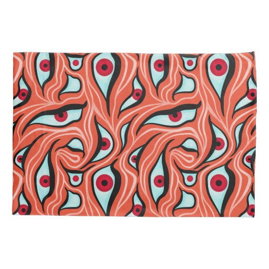 Evil Eyes Pattern - Abstrakte rote Augen auf Orang Kissenbezug (Rückseite)