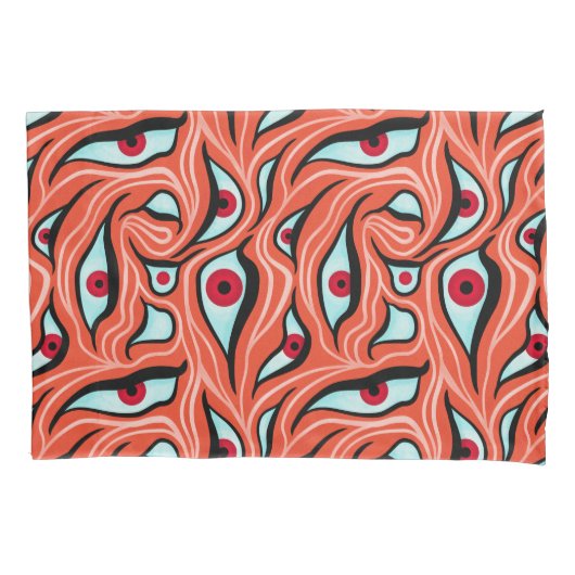 Evil Eyes Pattern - Abstrakte rote Augen auf Orang Kissenbezug (Vorderseite)