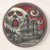 Evil Eyes Spuk House Halloween Getränkeuntersetzer (Vorne)