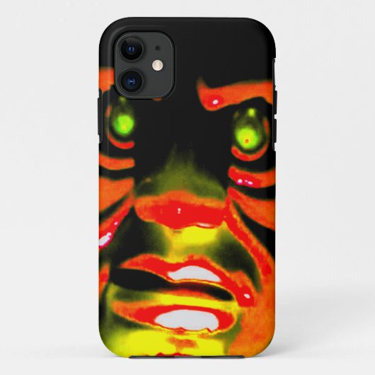 Evil Face Halloween Red Face Beängstigende grüne A Case-Mate iPhone Hülle (Rückseite)