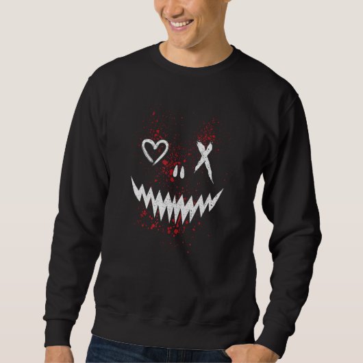 Evil Face Heart Cross Smile Satan Demon Sweatshirt (Vorderseite)