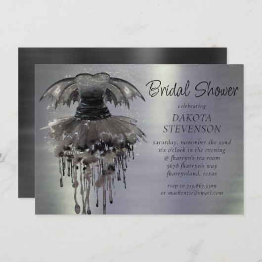 Evil Fairy Gown | Gothic Black Vampy Rock Sheen Einladung (Vorne/Hinten)