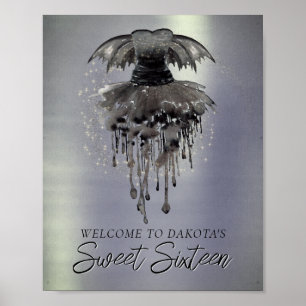 Evil Fairy Gown   Gothic Black Vampy Rock Sheen Poster