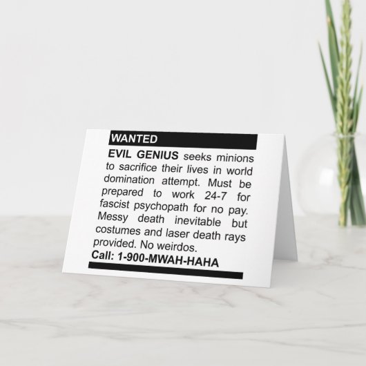 Evil Genius Ad Karte (Vorderseite)