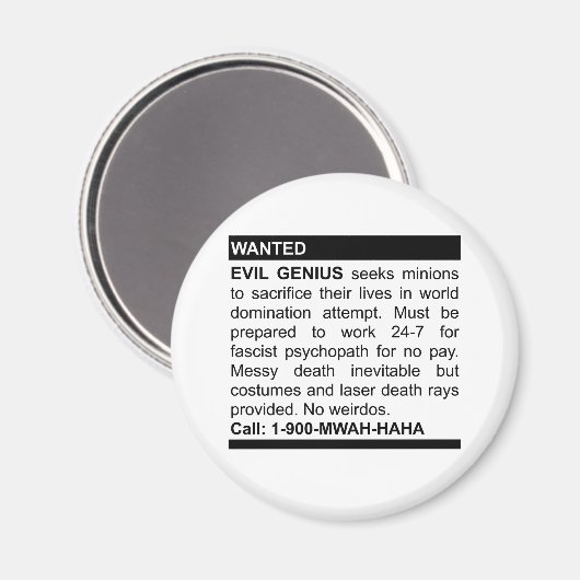 Evil Genius Ad Magnet (Vorderseite/Rückseite)