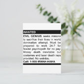 Evil Genius Ad Postkarte (Stehend Vorderseite)