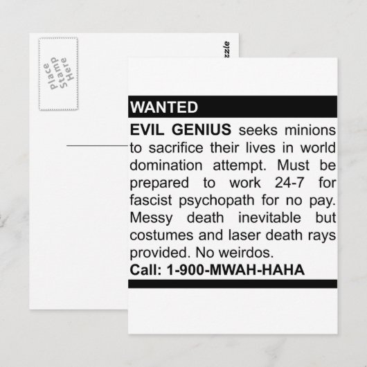 Evil Genius Ad Postkarte (Vorne/Hinten)