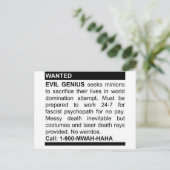 Evil Genius Ad Postkarte (Stehend Vorderseite)