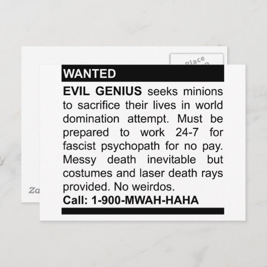 Evil Genius Ad Postkarte (Vorne/Hinten)