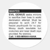 Evil Genius Ad Runder Aufkleber (Vorderseite)