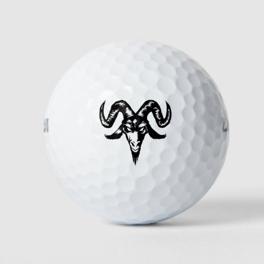 Evil Goat Head (schwarz) Golfball (Vorderseite)