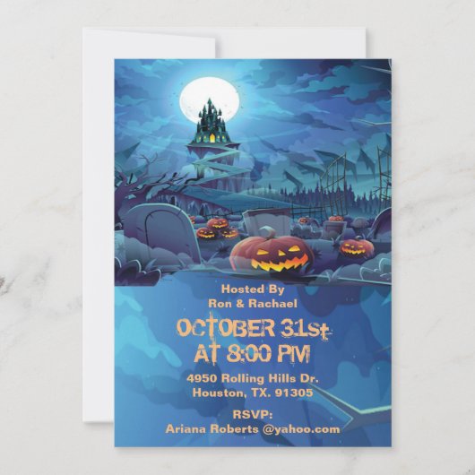 Evil Graveyard Pumpkins Adult Halloween Einladung (Vorderseite)