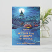 Evil Graveyard Pumpkins Adult Halloween Einladung (Stehend Vorderseite)