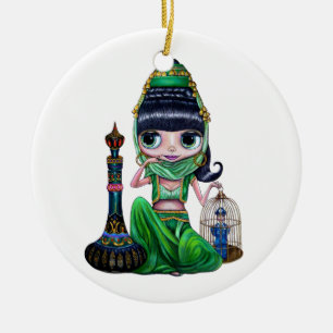 Evil Green Genie Bly Dancer Big Eyes Niedlich Keramik Ornament