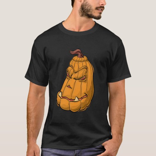 "Evil Grin Pumpkin – Halloween Cartoon Monster" T-Shirt (Vorderseite)