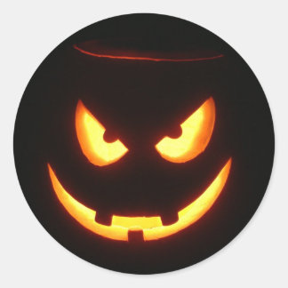 Evil gring Halloween Pumpkin Face Runder Aufkleber
