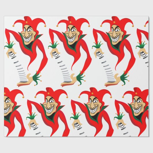 Evil Grinning Jester Joker mit Jack-in-the-Box Geschenkpapier (Flach)
