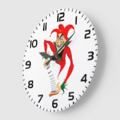 Evil Grinning Jester Joker mit Jack-in-the-Box Große Wanduhr (Winkel)