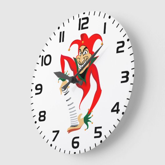 Evil Grinning Jester Joker mit Jack-in-the-Box Große Wanduhr (Winkel)