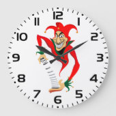 Evil Grinning Jester Joker mit Jack-in-the-Box Große Wanduhr (Vorderseite)