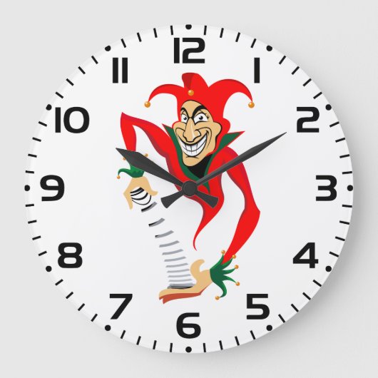 Evil Grinning Jester Joker mit Jack-in-the-Box Große Wanduhr (Vorderseite)
