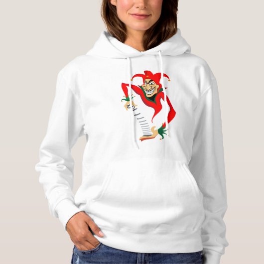 Evil Grinning Jester Joker mit Jack-in-the-Box Hoodie (Vorderseite)