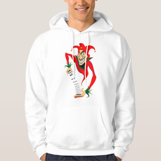 Evil Grinning Jester Joker mit Jack-in-the-Box Hoodie (Vorderseite)