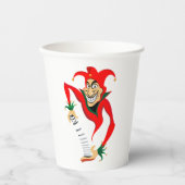 Evil Grinning Jester Joker mit Jack-in-the-Box Pappbecher (Vorderseite)