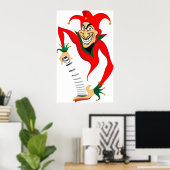 Evil Grinning Jester Joker mit Jack-in-the-Box Poster (Heimbüro)