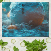 Evil Halloween Snowman mit leuchtenden Augen Geschirrtuch (Gefaltet)