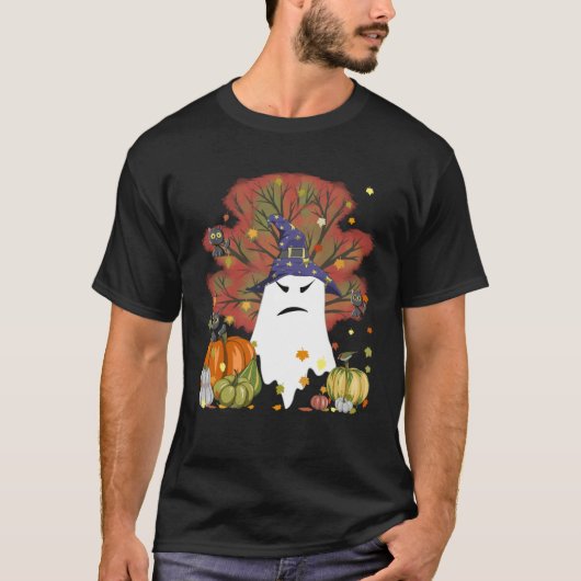 Evil Hexe Ghost Kat Halloween Pumpkin T-Shirt Fall (Vorderseite)
