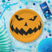Evil Jack-o-Lantern Halloween Pumpkin Face Mwahaha Pappteller (Party)