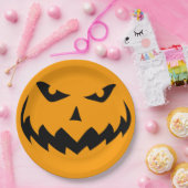 Evil Jack-o-Lantern Halloween Pumpkin Face Mwahaha Pappteller (Party)