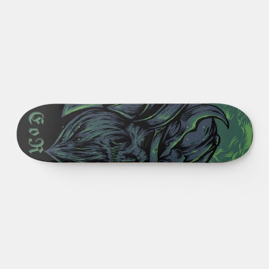 Evil Japan Samurai Skull hand drawn Skateboard (Horizontal)