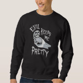 Evil Keeps Me Pretty Cosmetic Makeup Compact Skele Sweatshirt (Vorderseite)