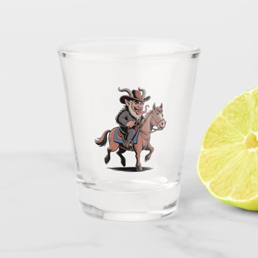EVIL Krampus Christmas Cowboy Horse Western Xmas Schnapsglas (Vorderseite)