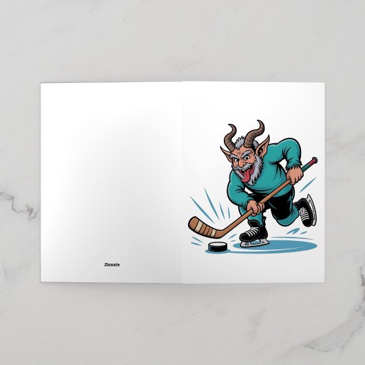 Evil Krampus Eishockey Weihnachtssport (Äußere Ablage)