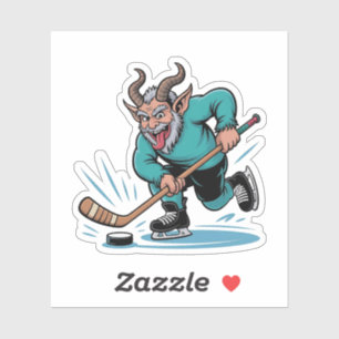 Evil Krampus Eishockey Weihnachtssport Aufkleber
