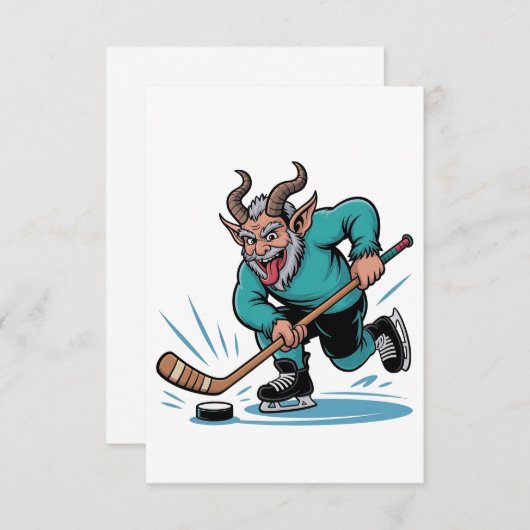 Evil Krampus Eishockey Weihnachtssport Dankeskarte (Vorne/Hinten)