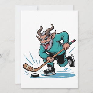 Evil Krampus Eishockey Weihnachtssport Feiertagskarte