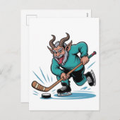 Evil Krampus Eishockey Weihnachtssport Feiertagspostkarte (Vorne/Hinten)