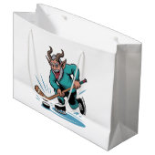 Evil Krampus Eishockey Weihnachtssport Große Geschenktüte (Vorderseite Schrägansicht)