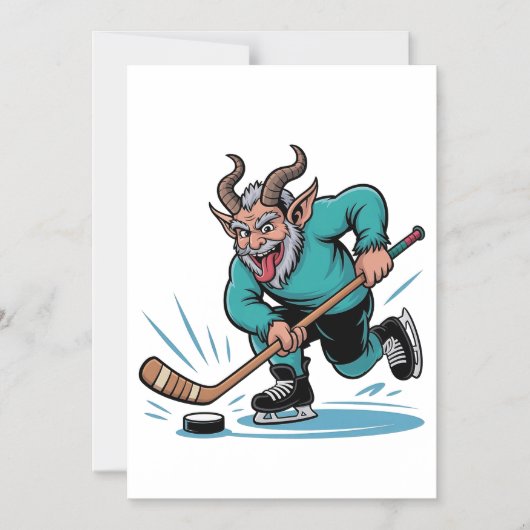 Evil Krampus Eishockey Weihnachtssport Magneteinladung (Vorderseite)