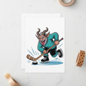 Evil Krampus Eishockey Weihnachtssport Mitteilungskarte (Vorderseite/Rückseite Beispiel)